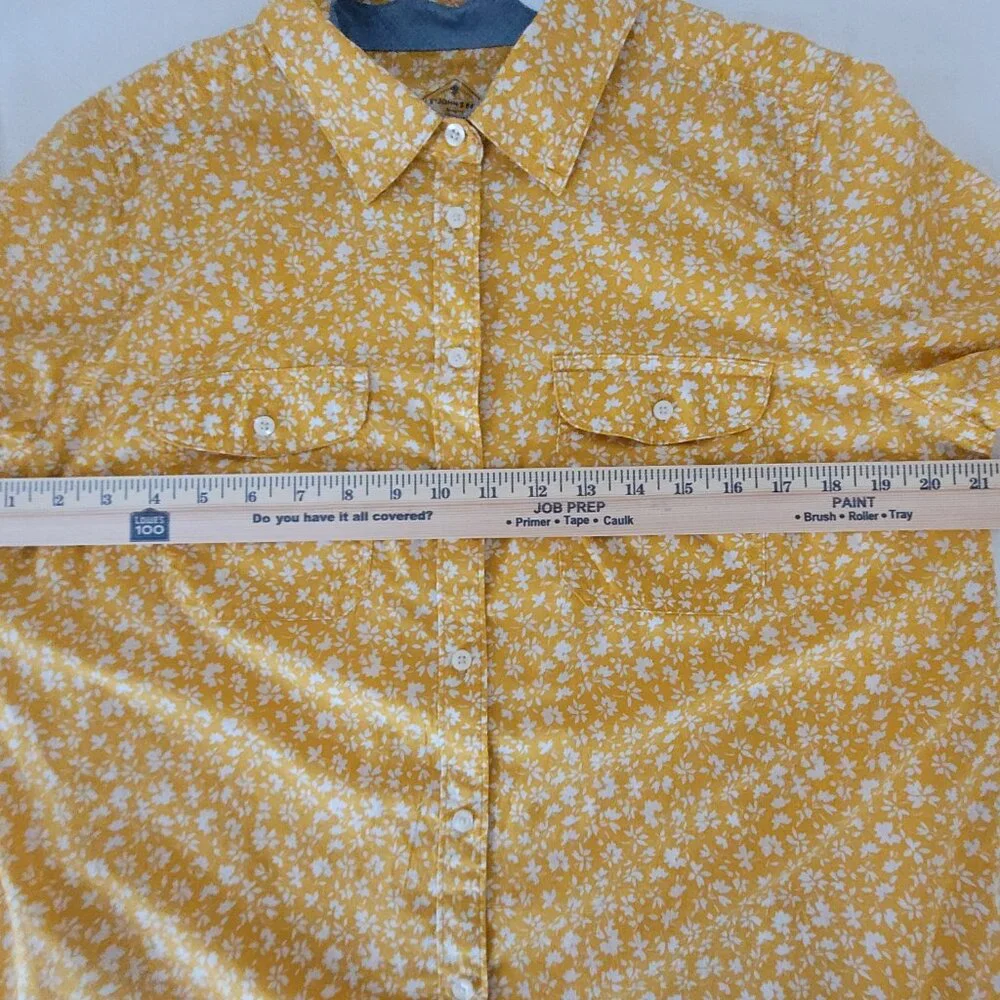 Yellow Floral Womens Button Long Sleeve ShirtSt Johns Bay Size L  NWT - Picture 13 of 15